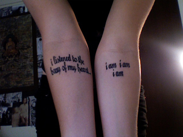  undergrads with quotes tattooed on their bodies. get tattooed seems